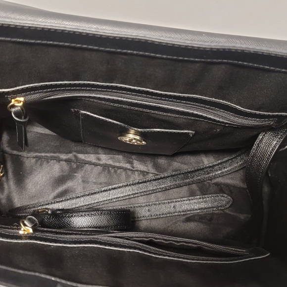 DKNY Large Pebbled Leather Satchel  Briefcase Bag  FITS TONS! - Picture 12 of 14